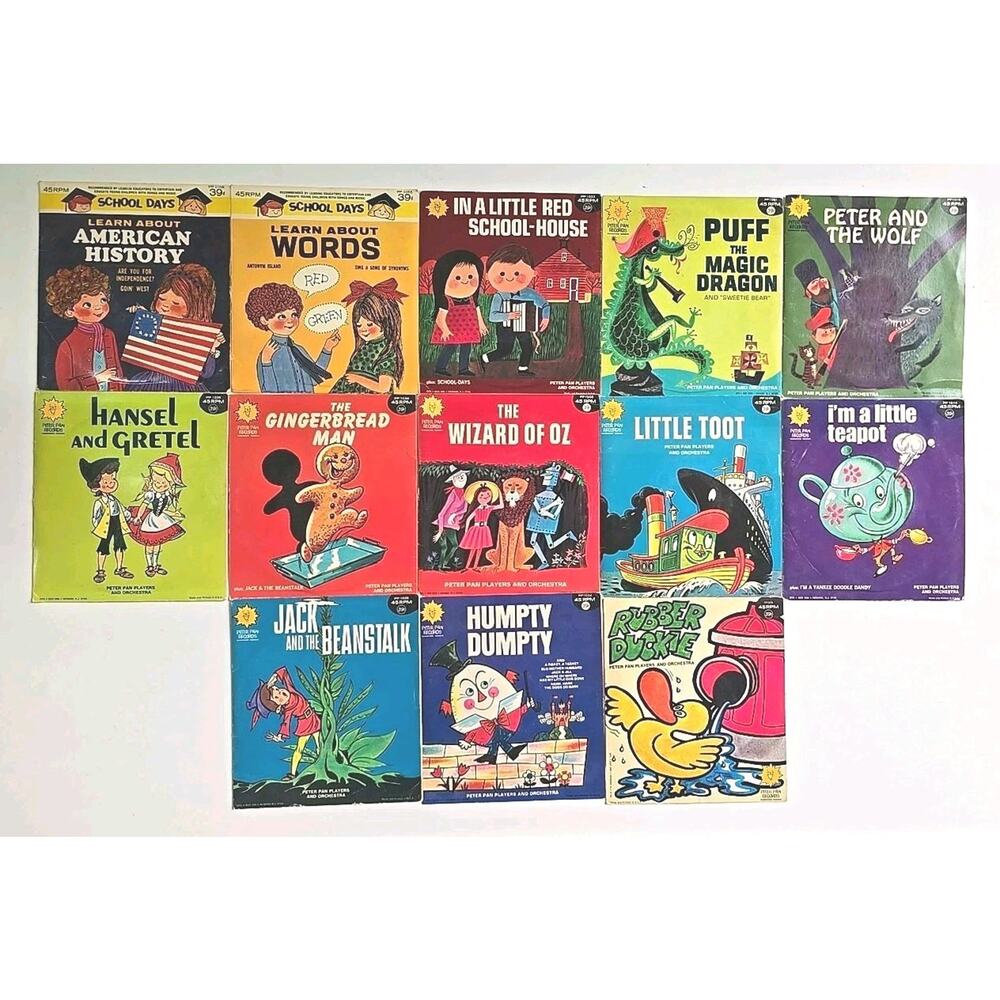 VTG Peter Pan Children’s, Wizard Of Oz Lot of 13 Misc. titles Records S1